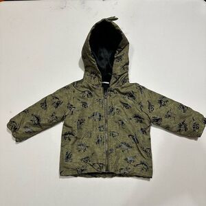 Mick Mack Dinosaur Zip up Jacket with Dinosaur Hood Green and Black| Size 12 Mon